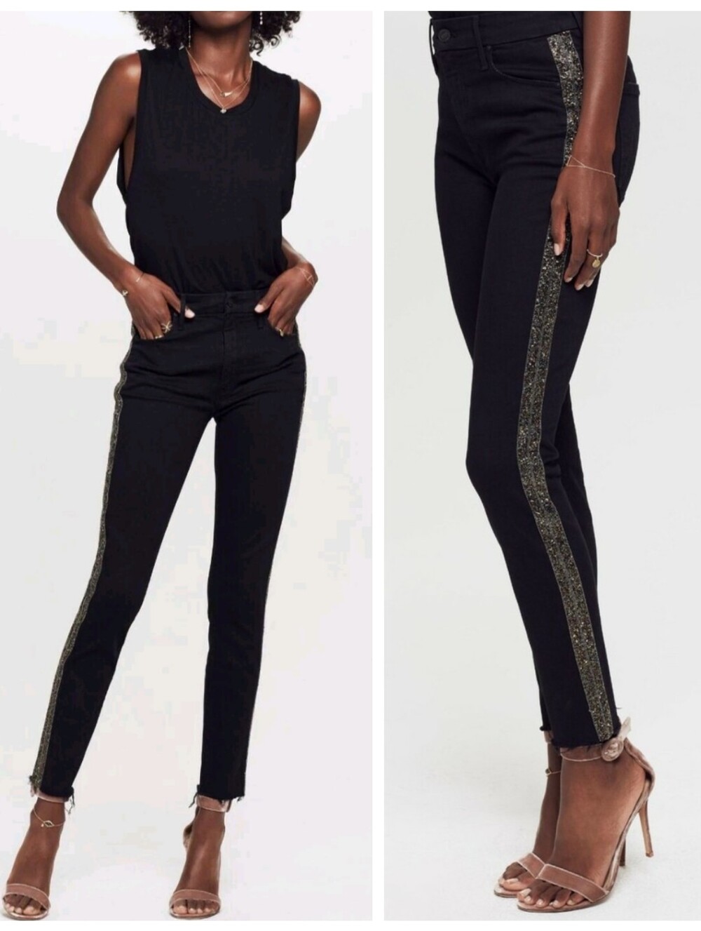 MOTHER High-Waisted Looker Ankle Fray Jeans Guilty Flash Women's 27 Indie Sleaze